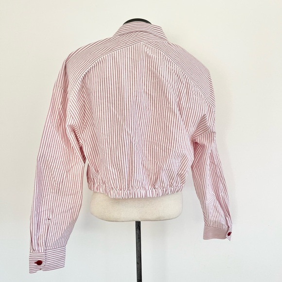 KOTN Striped Button-Up Cropped Egyptian Cotton Long Sleeve Striped Shirt XL - Picture 10 of 13